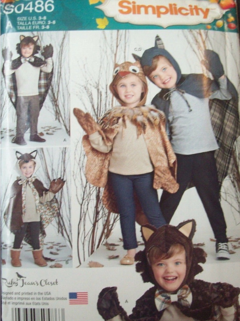 Simplicity Pattern 0486 
Animal Cape with Hood 
Costume Pattern Sizes 3-8 
UNCUT
